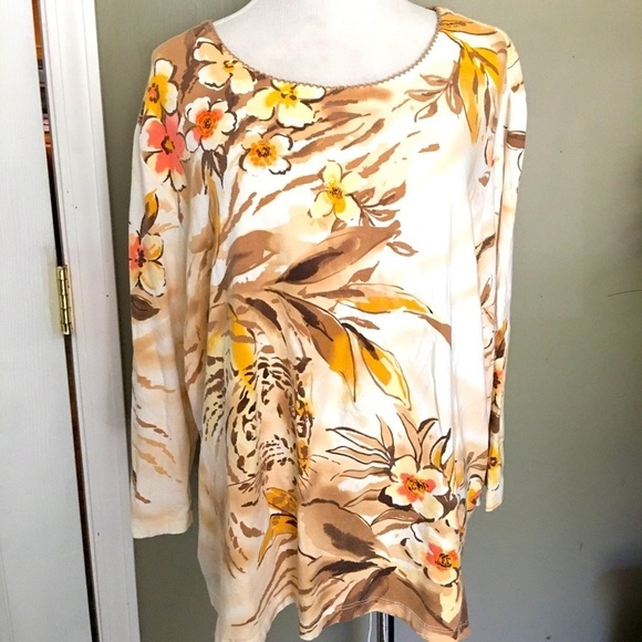 Alfred Dunner tunic top Sz 1X. Fall colors, pullon, long sleeves. - Picture 1 of 9